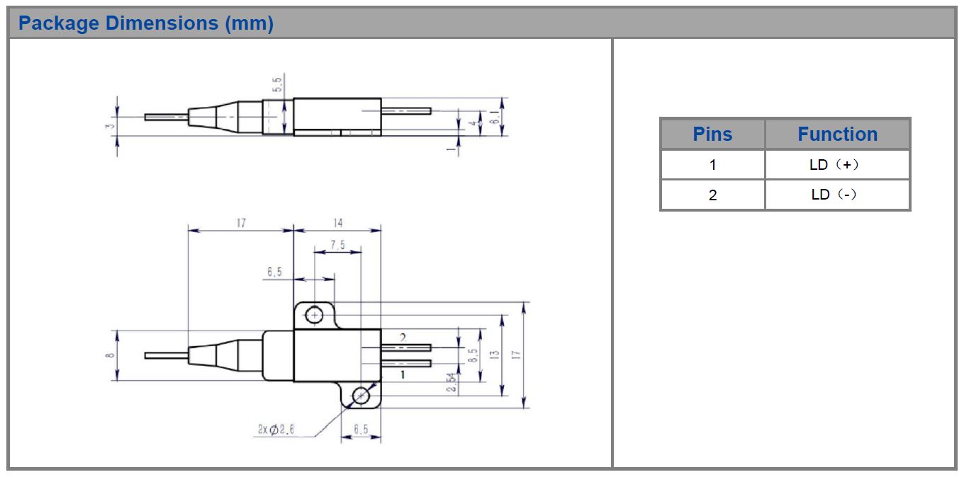 K808DB2RN-8.000W Single Emitter, 808nm, 8W Diode Laser